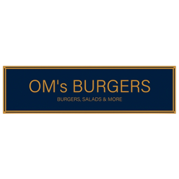 OM's Burgers logo.